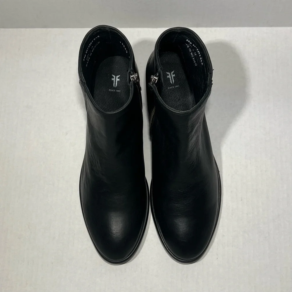Frye Women’s 8.5 B Black Leather Carson Piping Ankle Boots Booties - Picture 7 of 12